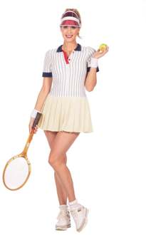 Tennis Kostuum Retro Dames Rood - Zalm, Geel - Beige - Creme, Blauw