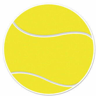 Tennisbal sport decoratie sticker versiering - geel - dia 13 cm - vinyl