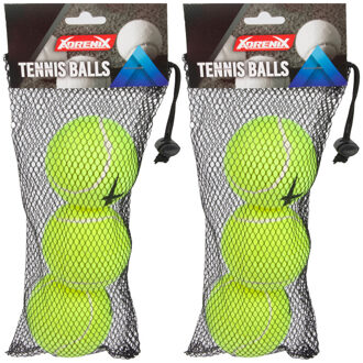 Tennisballen - 6x - hersluitbaar net - geel/groen - speelgoed