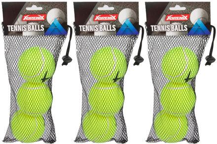 Tennisballen - 9x - hersluitbaar net - geel/groen - speelgoed