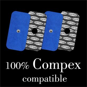 TENSPAD SILVER - 4 elektroden voor COMPEX met zilveren patroon, 50x100mm met 1 SNAP connector