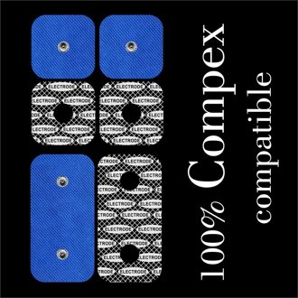 TENSPAD SILVER -6 elektroden voor COMPEX (4 elektroden 50x50mm + 2 elektroden 50x100 met 2 SNAP)