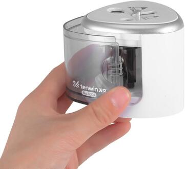 Tenwin Dubbele Gaten Elektrische Puntenslijper Studenten Briefpapier Home School Office Desktop Puntenslijper Levert Voor Kinderen grijs