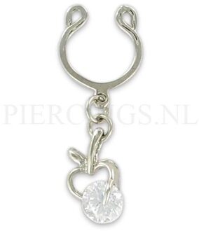 Tepelclip hart met kristal