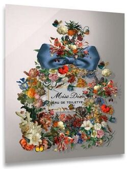 ter Halle® Glasschilderij 60 x 80 cm Miss Dior flowers Eau de Toilette Blauw