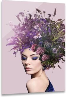 Ter Halle ter Halle® Glasschilderij 80 x 120 cm Deep Purple Flowerlady Multikleur