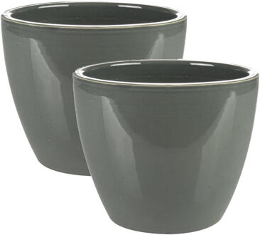 Ter Steege Bloempot - 2x - antraciet - Scandinavisch - 13 x 11 cm