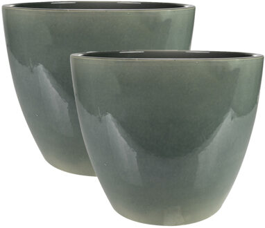 Ter Steege Bloempot - 2x stuks - antraciet - Scandinavisch - 24 x 22 cm