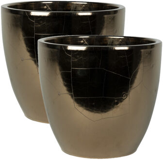 Ter Steege Bloempot - 2x stuks - goud - Scandinavisch - 33 x 28 cm