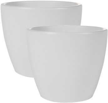 Ter Steege Bloempot - 2x stuks - wit - Scandinavisch - 13 x 16 cm
