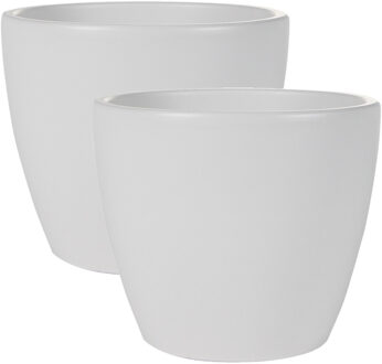 Ter Steege Bloempot - 2x stuks - wit - Scandinavisch - 18 x 16 cm