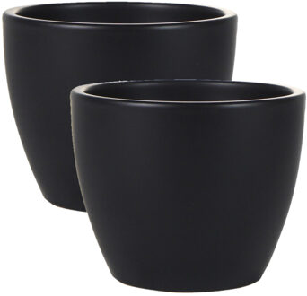 Ter Steege Bloempot - 2x stuks - zwart - Scandinavisch - 15 x 12 cm