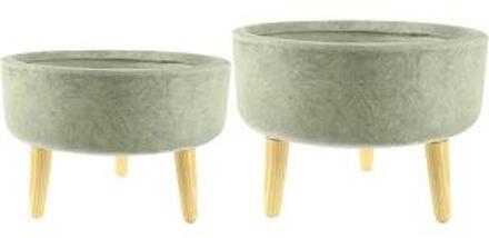 Ter Steege Bloempot op poten Bowl set van 2 stuks groen
