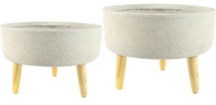 Ter Steege Bloempot op poten Bowl set van 2 stuks zand