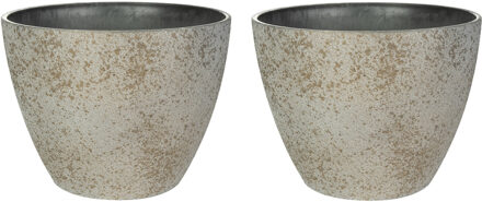 Ter Steege Bloempot/plantenpot - 4x - buiten - beige/goud - D13/H12 cm - Plantenpotten Goudkleurig