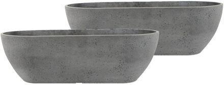 Ter Steege Bloempot/plantenpot balkonbak van gerecycled kunststof donkergrijs D55 x 16 en H16 cm