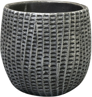 Ter Steege Bloempot/plantenpot - binnen - zwart/metaal - D15/H13 cm - cement - Plantenpotten