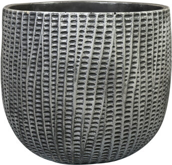 Ter Steege Bloempot/plantenpot - binnen - zwart/metaal look - D30 en H26 cm - cement