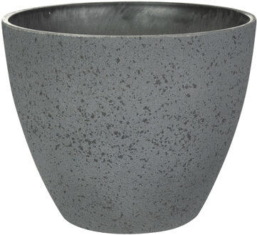 Ter Steege Bloempot/plantenpot - buiten - antraciet - D13/H12 cm - kunststof/steenmix - Plantenpotten Grijs