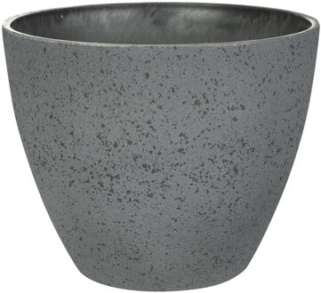 Ter Steege Bloempot/plantenpot - buiten - antraciet - D19/H15 cm - kunststof/steenmix - Plantenpotten Grijs