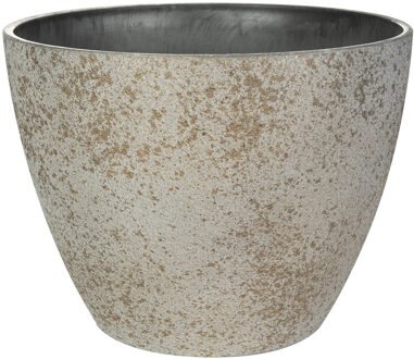 Ter Steege Bloempot/plantenpot - buiten - beige/goud - D13/H12 cm - kunststof/steenmix - Plantenpotten Goudkleurig