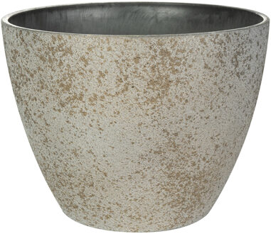 Ter Steege Bloempot/plantenpot - buiten - beige/goud - D19/H15 cm - kunststof/steenmix - Plantenpotten Goudkleurig