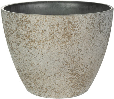 Ter Steege Bloempot/plantenpot - buiten - beige/goud - D22/H17 cm - kunststof/steenmix - Plantenpotten Goudkleurig