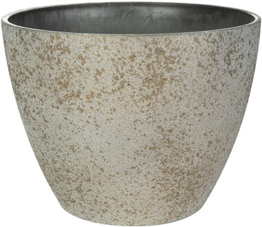 Ter Steege Bloempot/plantenpot - buiten - beige/goud - D29/H22 cm - kunststof/steenmix - Plantenpotten Goudkleurig