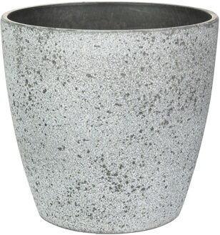 Ter Steege Bloempot/plantenpot - buiten - betongrijs - D13/H12 cm - kunststof/steenmix - Plantenpotten