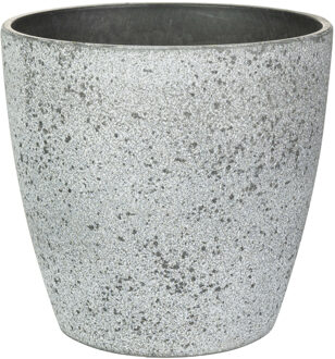 Ter Steege Bloempot/plantenpot - buiten - betongrijs - D19/H15 cm - kunststof/steenmix - Plantenpotten