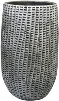 Ter Steege Bloempot/plantenpot hoog - binnen - zwart/metaal look - D15xH24 cm - cement