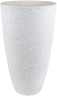 Ter Steege Bloempot/plantenpot vaas van gerecycled kunststof wit D29 en H50 cm