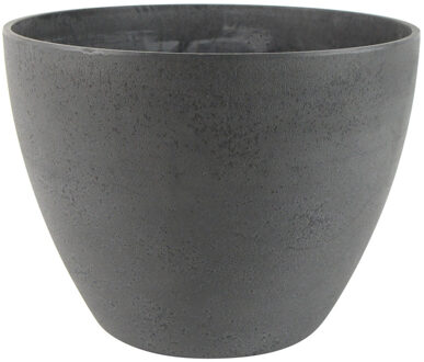 Ter Steege Bloempot/plantenpot van gerecycled kunststof donkergrijs D22 en H17 cm - Plantenpotten