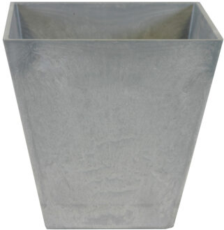 Ter Steege Bloempot/plantenpot - vierkant - gerecycled kunststof - steengrijs - D20 en H20 cm
