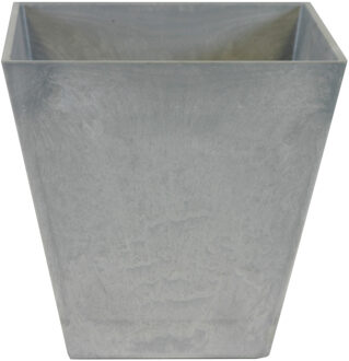 Ter Steege Bloempot/plantenpot - vierkant - gerecycled kunststof - steengrijs - D30 en H30 cm