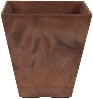 Ter Steege Bloempot/plantenpot - vierkant - gerecycled kunststof - terra bruin - D20 en H20 cm