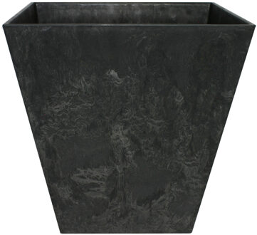 Ter Steege Bloempot/plantenpot - vierkant - gerecycled kunststof - zwart - D20 en H20 cm