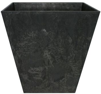Ter Steege Bloempot/plantenpot vierkant van gerecycled kunststof zwart D20 en H20 cm - Plantenbakken