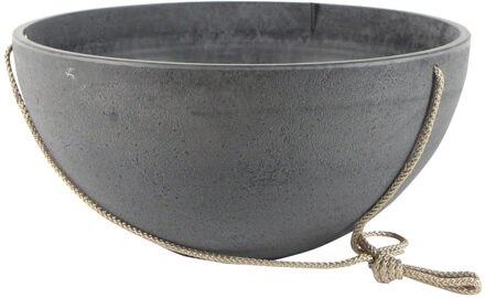Ter Steege Hangende bloempot/plantenpot schaal - gerecycled kunststof - donkergrijs - D25 cm