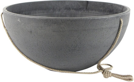 Ter Steege Hangende bloempot/plantenpot schaal - gerecycled kunststof - donkergrijs - D35 x H 17 cm