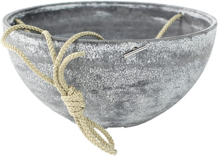 Ter Steege Hangende bloempot/plantenpot schaal van gerecycled kunststof betongrijs D25 en H12 cm - Plantenpotten