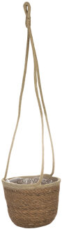 Ter Steege Hangende plantenpot/bloempot - jute/zeegras - D17 x H14 cm - bruin