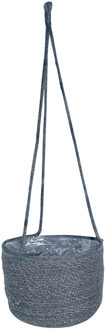Ter Steege Hangende plantenpot/bloempot - jute/zeegras - D17 x H14 cm - grijs