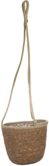 Ter Steege Hangende plantenpot/bloempot - jute/zeegras - D19 x H17 cm - bruin