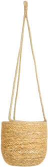 Ter Steege Hangende plantenpot/bloempot - jute/zeegras - D19 x H17 cm - creme/beige