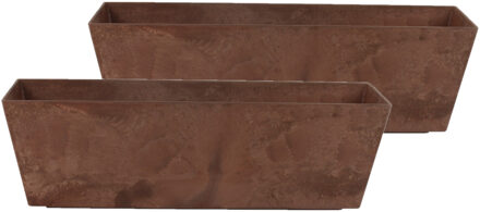 Ter Steege Plantenbak - 2x - gerecycled kunststof - bruin - 55 x 17 cm - Binnen en buiten gebruik
