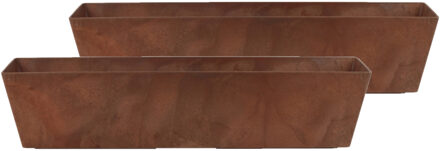 Ter Steege Plantenbak - 2x - gerecycled kunststof - bruin - 74 x 17 cm - Binnen en buiten gebruik