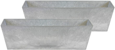 Ter Steege Plantenbak - 2x - gerecycled kunststof - steengrijs - 55 x 17 cm - Binnen en buiten gebruik