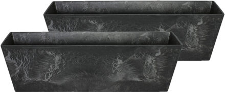 Ter Steege Plantenbak - 2x - gerecycled kunststof - zwart - 74 x 17 cm - Binnen en buiten gebruik