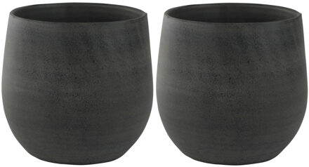 Ter Steege Plantenpot - 2x - moderne - grafiet - 15 x 13 cm